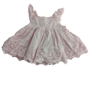Baby Gap Infant Spring Pink Cotton Sleeveless Eyelet Woven Dress Sz 18-24M GUC